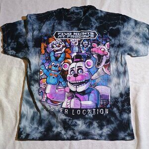 Five Nights at Freddy’s/T-Shirt/Kids/Large/Black Grey Tie Dye/Sister Location Gr